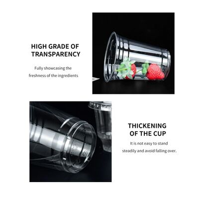 Crystal Logo U shaped PET Cup Disposable Round Container in Coffee Milk Tea Shop