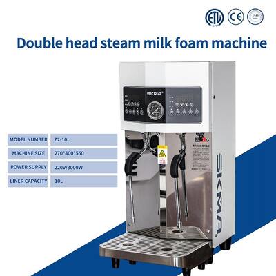 Fully Automatic 110V/220V Coffee Milk Steamer Machine Double Head Milk Bubble Steamer For Milk Tea Shop