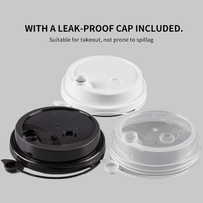 Printed Hard Transparent Pp Disposable Coffee Cups With Dome Lid Boba Tea Cups