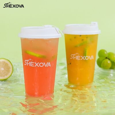 U Shaped Flat Bottomed Transparent Frosted 90mm PP Plastic Cup With Lid For Milk Tea Juice