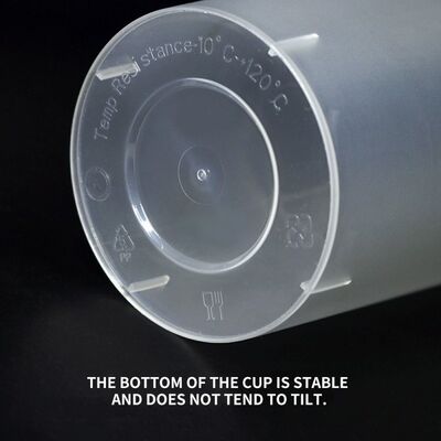 U Shaped Flat Bottomed Transparent Frosted 90mm PP Plastic Cup With Lid For Milk Tea Juice