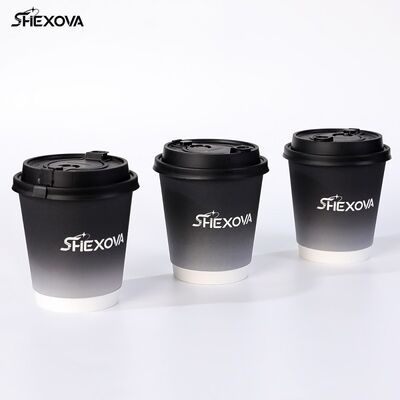 Biodegradable Wear Resistant Paper Cups With UV Printing For Espresso Coffee Milk Tea