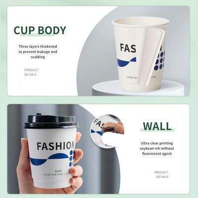 Biodegradable Wear Resistant Paper Cups With UV Printing For Espresso Coffee Milk Tea
