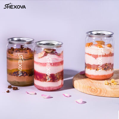Customizable Logo Transparent PET Plastic Can With 55mm Caliber For Beverages And Cakes