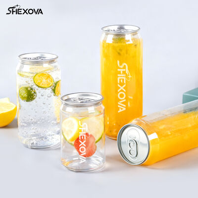 Custom Logo Pull Ring Pet Beverage Cans Bottles With Aluminum Lid