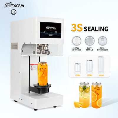 CE Stainless Steel PET Can Sealing Machine for Bubble Tea Plastic Jar