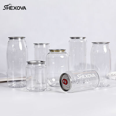 Disposable Transparent Plastic Bubble Tea Pet Cans With Easy Open Lid