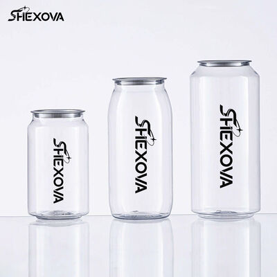 Disposable Transparent Plastic Bubble Tea Pet Cans With Easy Open Lid