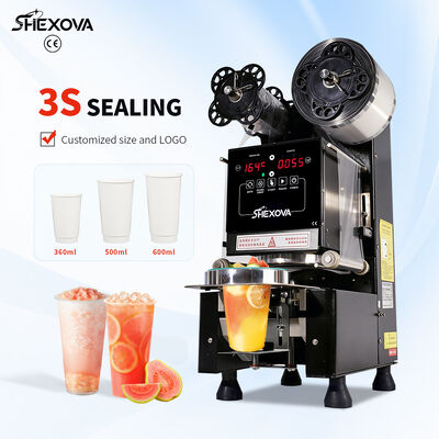High Speed 90/95/98mm Automatic Sealing Machine For Plastic Cup And Paper Cup