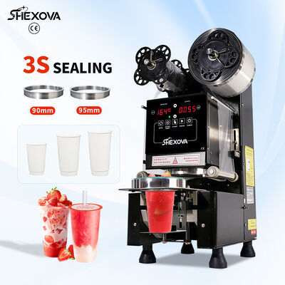 90/95Mm Easy To Operate Plastic Cup Sealing Machine For Bubble Milk Tea