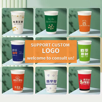 Customized Printed Disposable Double Layer Insulated  Paper Cups for Hot Drink juice Milk Tea