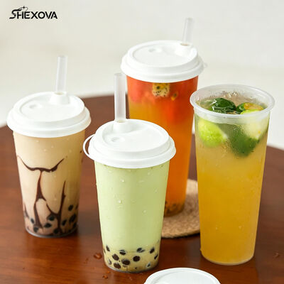 12oz 16oz 24oz U shape plastic cups with lids for Cold Coffee Beverages