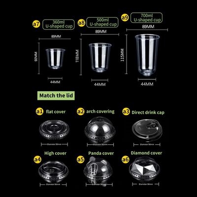 12oz 16oz Single Wall Clear Pet Cup Custom U/Flat shape Plastic Cups With Logo