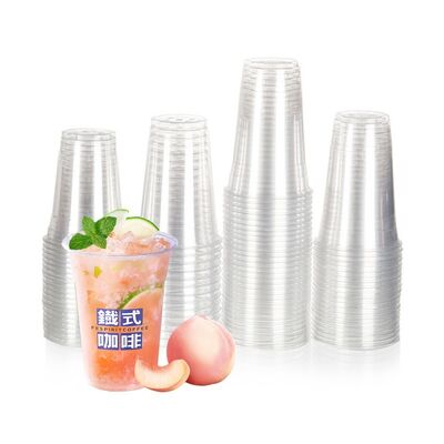 12oz 16oz Single Wall Clear Pet Cup Custom U/Flat shape Plastic Cups With Logo