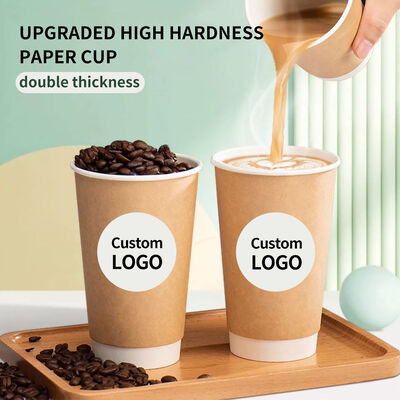 Wholesale Eco‑friendly Double‑Layer Hot Coffee Paper Cups For Cafe Beverage Takeaway
