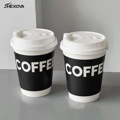 Wholesale Eco‑friendly Double‑Layer Hot Coffee Paper Cups For Cafe Beverage Takeaway