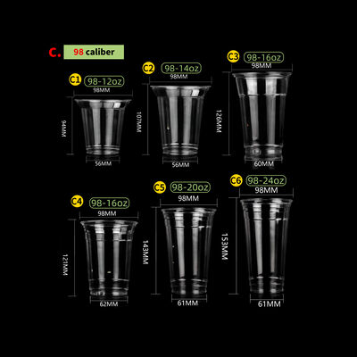 Custom Logo Coffee Cup Pet Cups For Milk Tea Juice 360ml/500ml/700ml U Shape