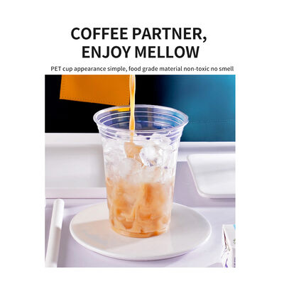 Disposable Custom Print Logo Transparent Round Bottom Pet Cup For Milk Tea Shop
