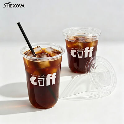 Disposable Custom Print Logo Transparent Round Bottom Pet Cup For Milk Tea Shop
