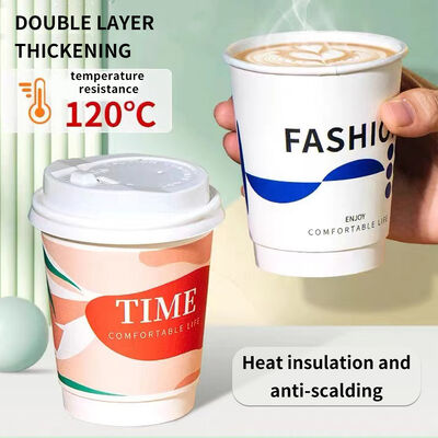 Custom Printed Double Wall Coffee Craft Paper Cup With Logo Hot Gold Stamping