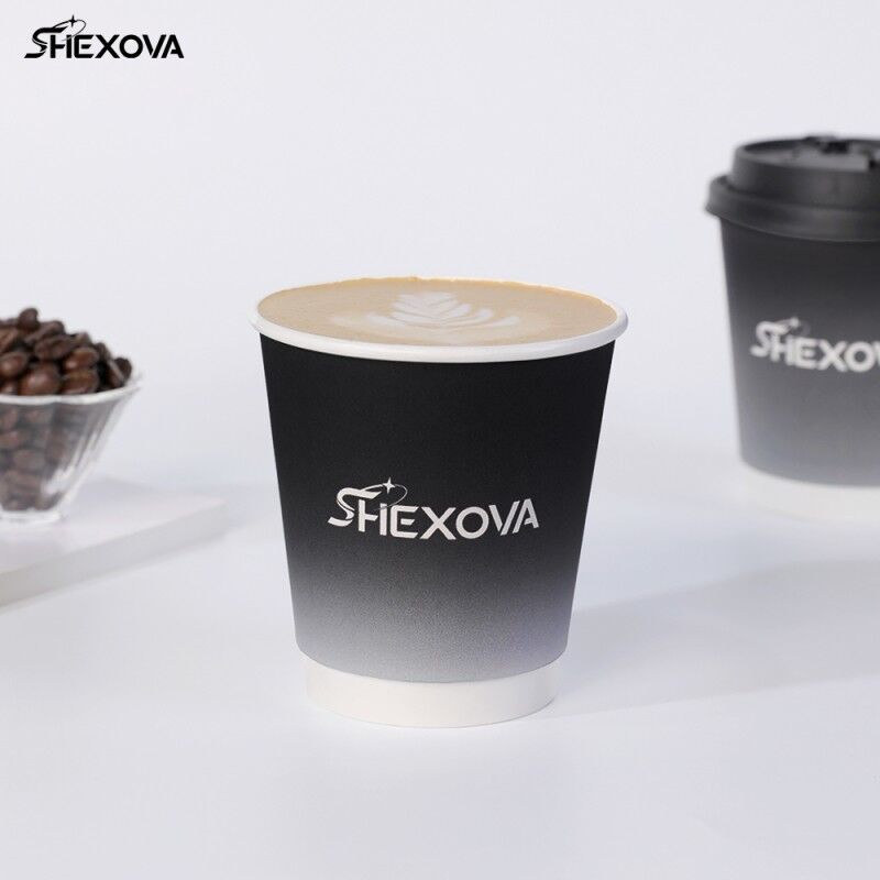 Recyclable Disposable Double Layer Paper Coffee Cups For Hot Beverages