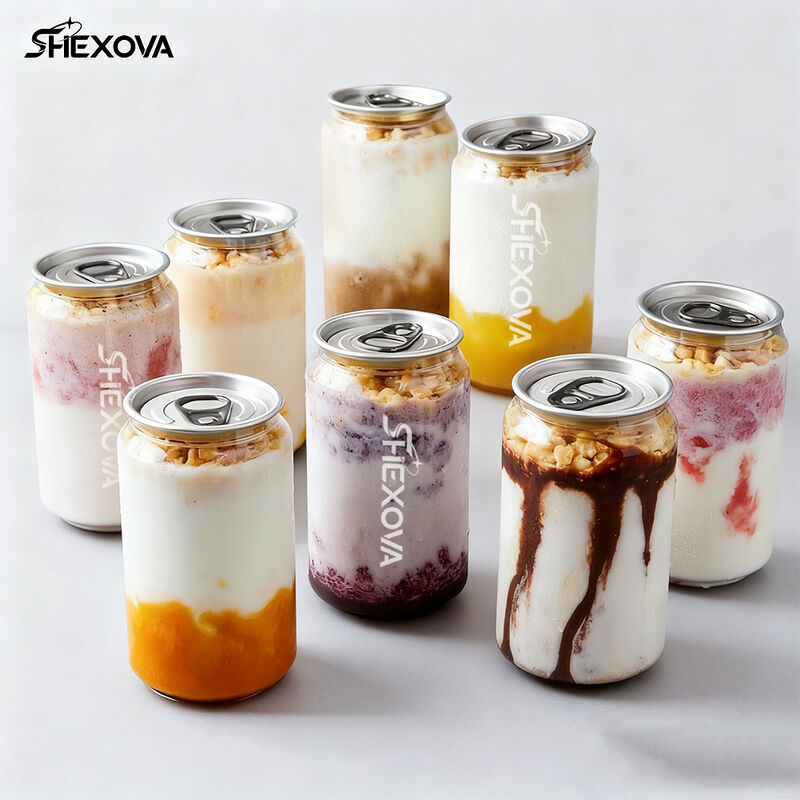 Flip Top Customization Pet Can For Bubble Tea Cake Beverages