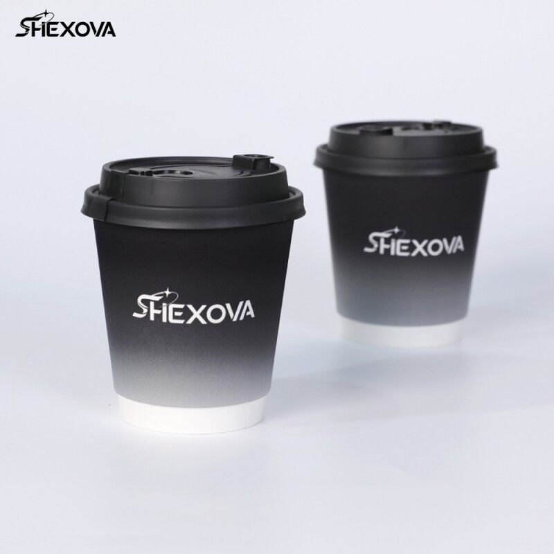 Hot Drinking Double Wall Coffee Paper Cups With Lid  8oz 12oz 16oz