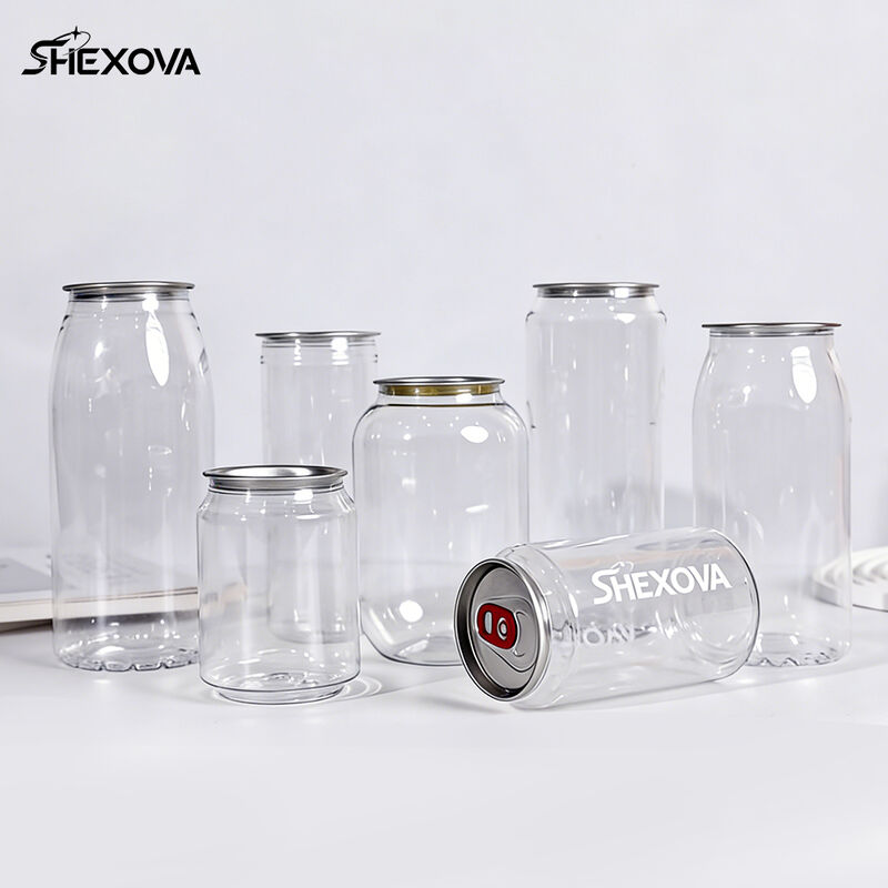 Disposable Transparent Plastic Bubble Tea Pet Cans With Easy Open Lid