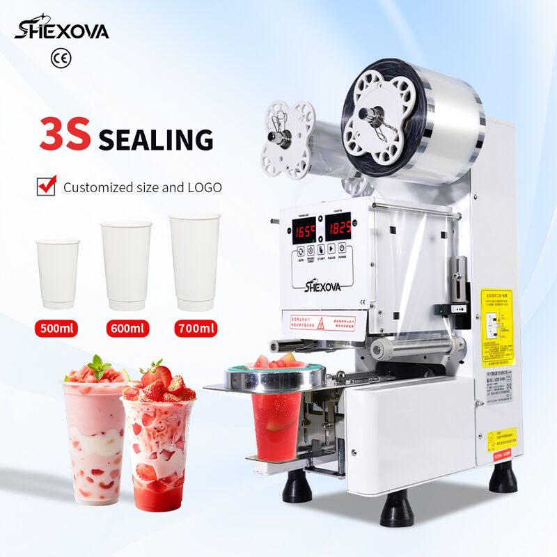 Commercial Automatic Plastic Cup Sealing Machine For Milk Tea Beverage Shop