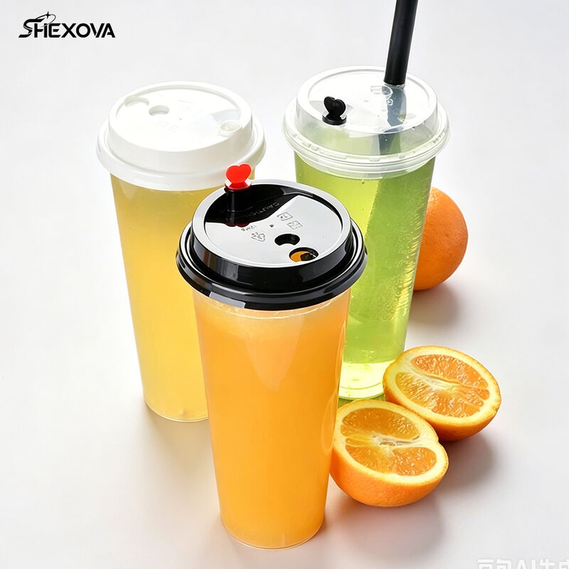 Custom Logo U-shaped Flat bottom PP Plastic Cups clear and frosted  for Juice Soda Tea