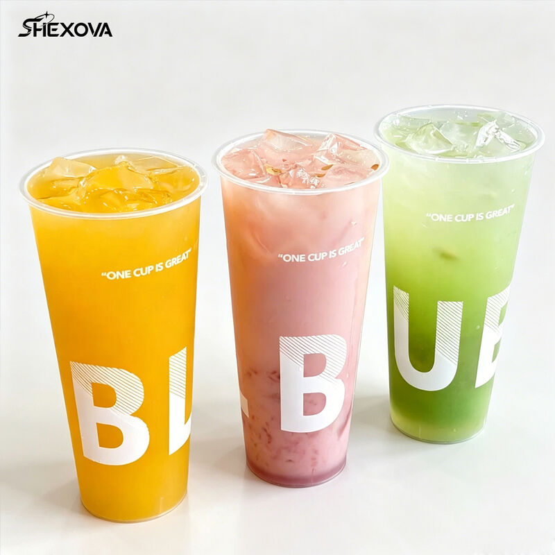 Custom Logo 500Ml 700Ml Plastic Hard U Shape And Flat Cups With Lids For Cold Coffee Smoothies