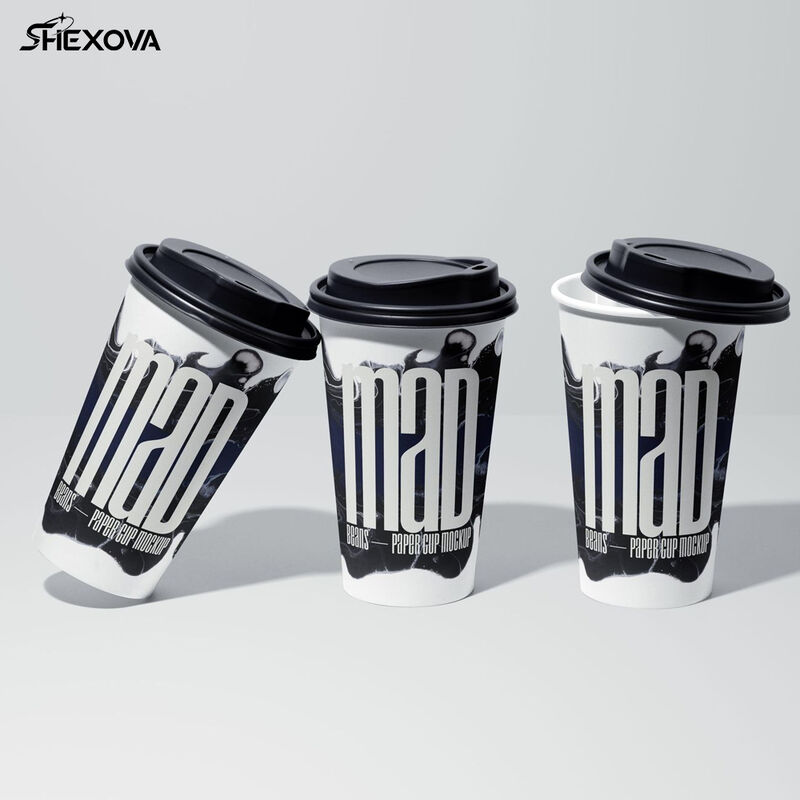 Customized Printed Double Layer Paper Cups for Hot Drink Juice Milk Tea Takeaway