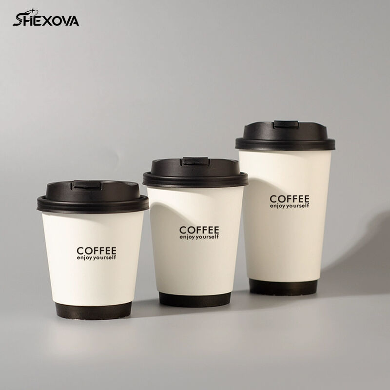 Disposable Custom Double Wall Paper Cups for Coffee Hot Cocoa Takeout Packaging 