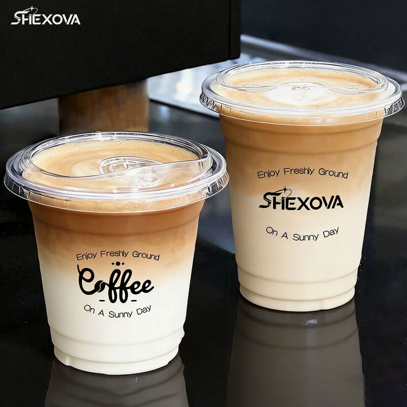 Disposable Custom Coffee Plastic Cup With Logo Lids90mm 95mm 98mm Eco Friendly Pet Cup
