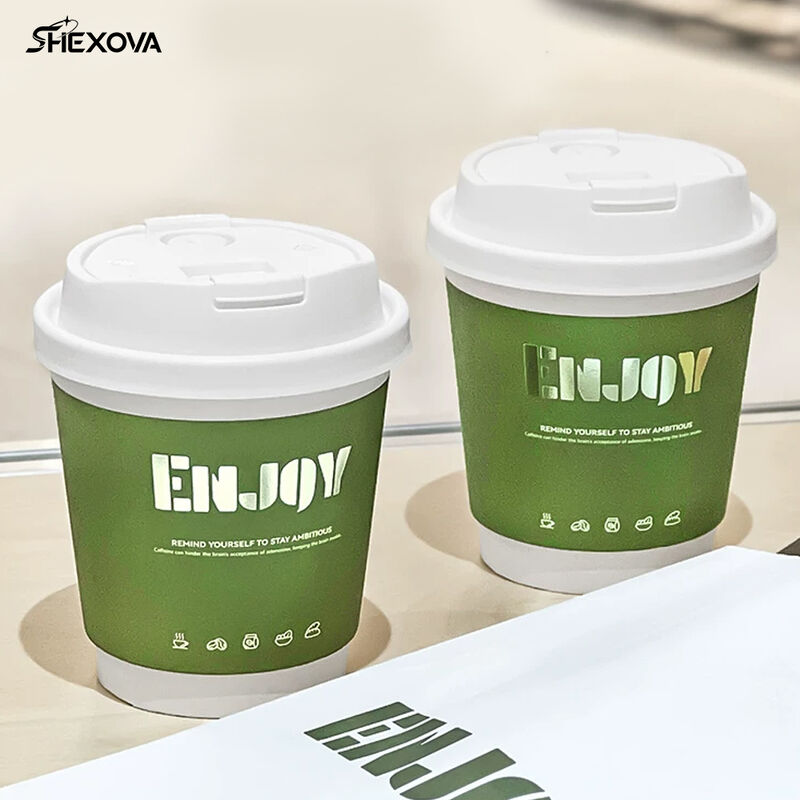 Biodegradable 8Oz 12Oz 16Oz Print Logo Double Wall Paper Cup For Hot Drinks